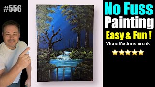 How to Paint - Moonlight Cascade Oil Painting 556 - EASY QUICK GUIDE ! 