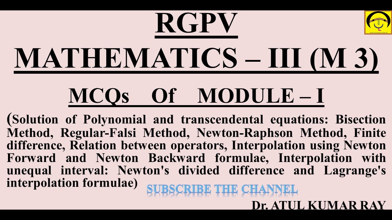 RGPV Mathematics 3| MCQs| Module 1| Exam on 5 July| RGPV Online Exam ...