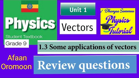 Physics Grade 9 unit 1  ✓ Review Questions    ✓ Some Applications of vectors