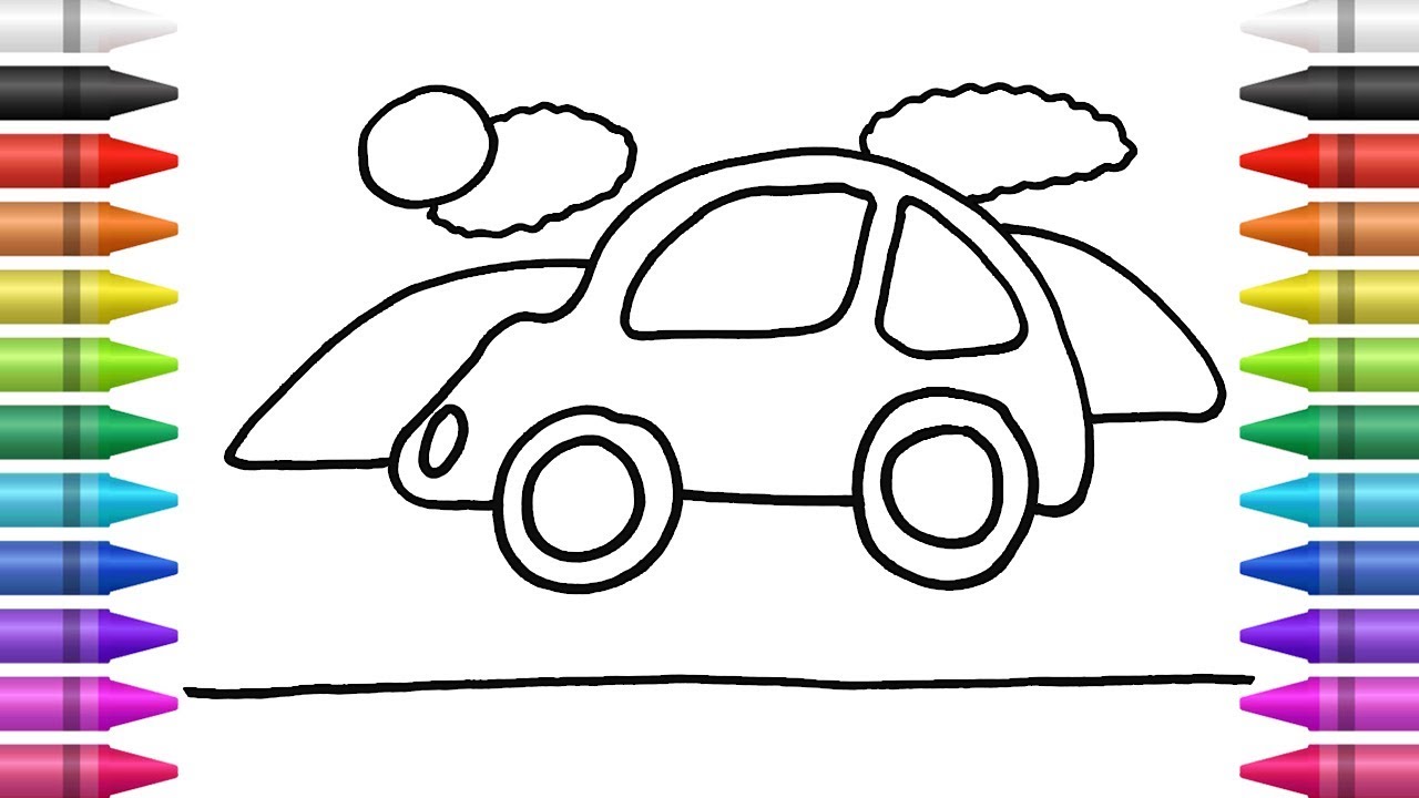 How To Draw And Color A Car In The Road YouTube How To Draw And Color A Car In The Road YouTube