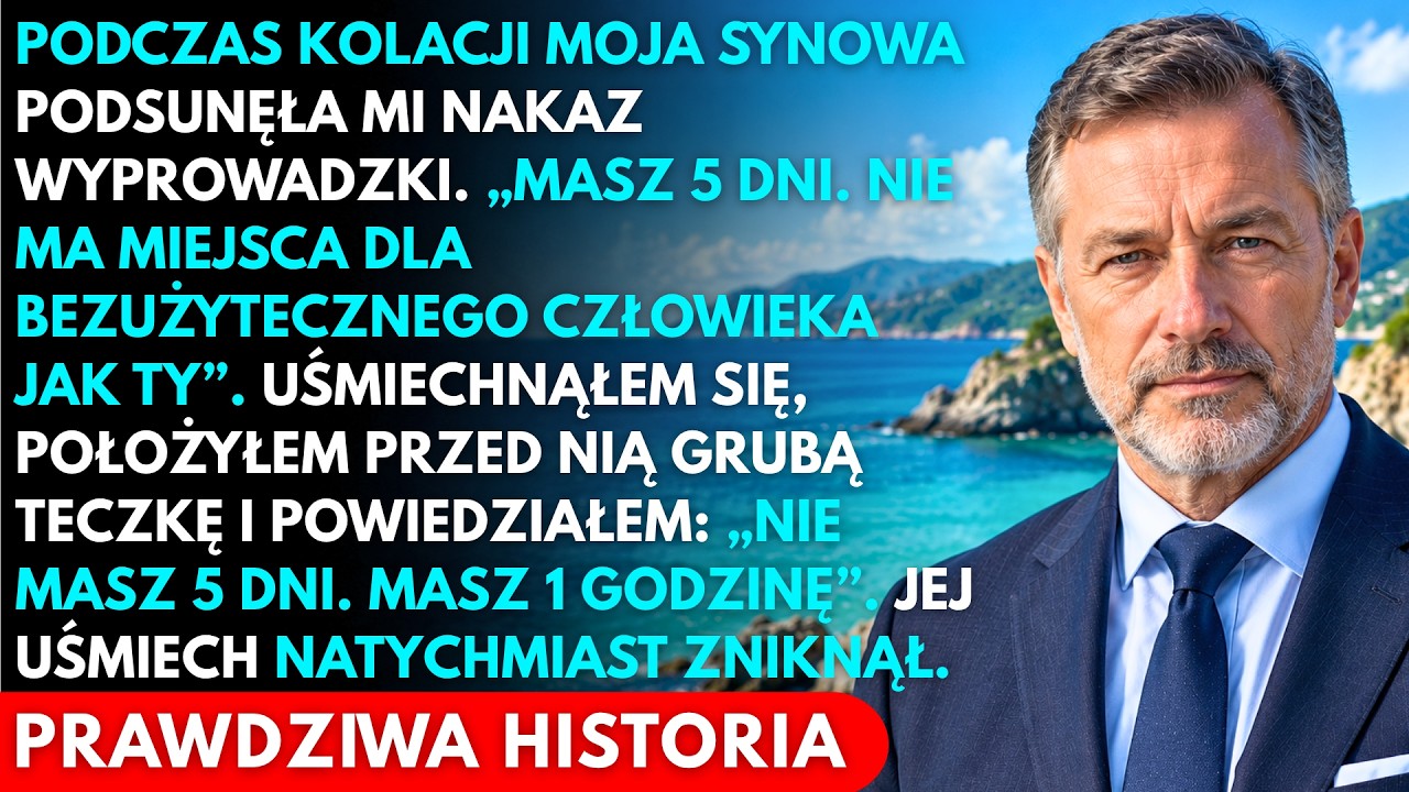 Przy rodzinnym stole Karolina przesunęła w moją stronę wypowiedzenie i uśmiechnęła się z wyższością. „Nie ma dla ciebie miejsca w tym domu. Masz pięć dni” – powiedziała, jakby czytała prognozę...