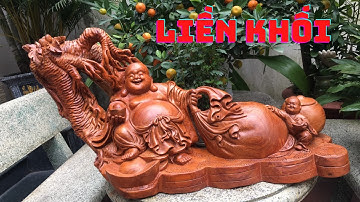 Bất ngờ với tượng Di lặc gỗ hương Gia Lai liền khối.