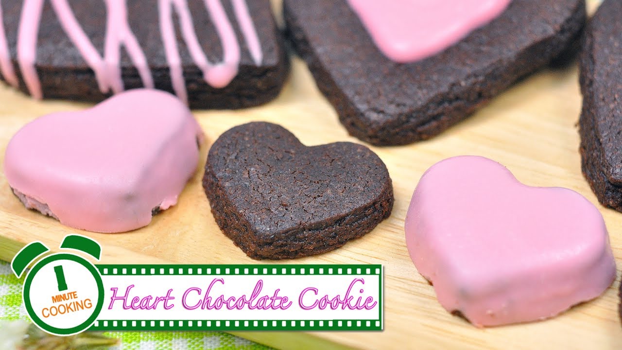 คุกกี้ช็อกโกแลตหัวใจ | Heart Chocolate Cookie | 1 Minute Cooking