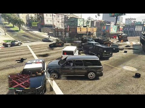 GTA V - Police shootout and vehicle explosions - YouTube