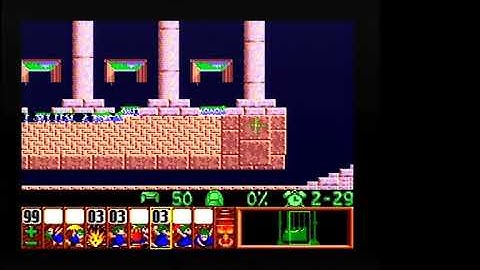 Lemmings SNES Taxing 6 Compression method 1 10008 points (100% saved & 4 skills used)