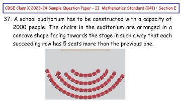 Q37 - Case Study Based Question - A school auditorium has to be constructed with a capacity of..