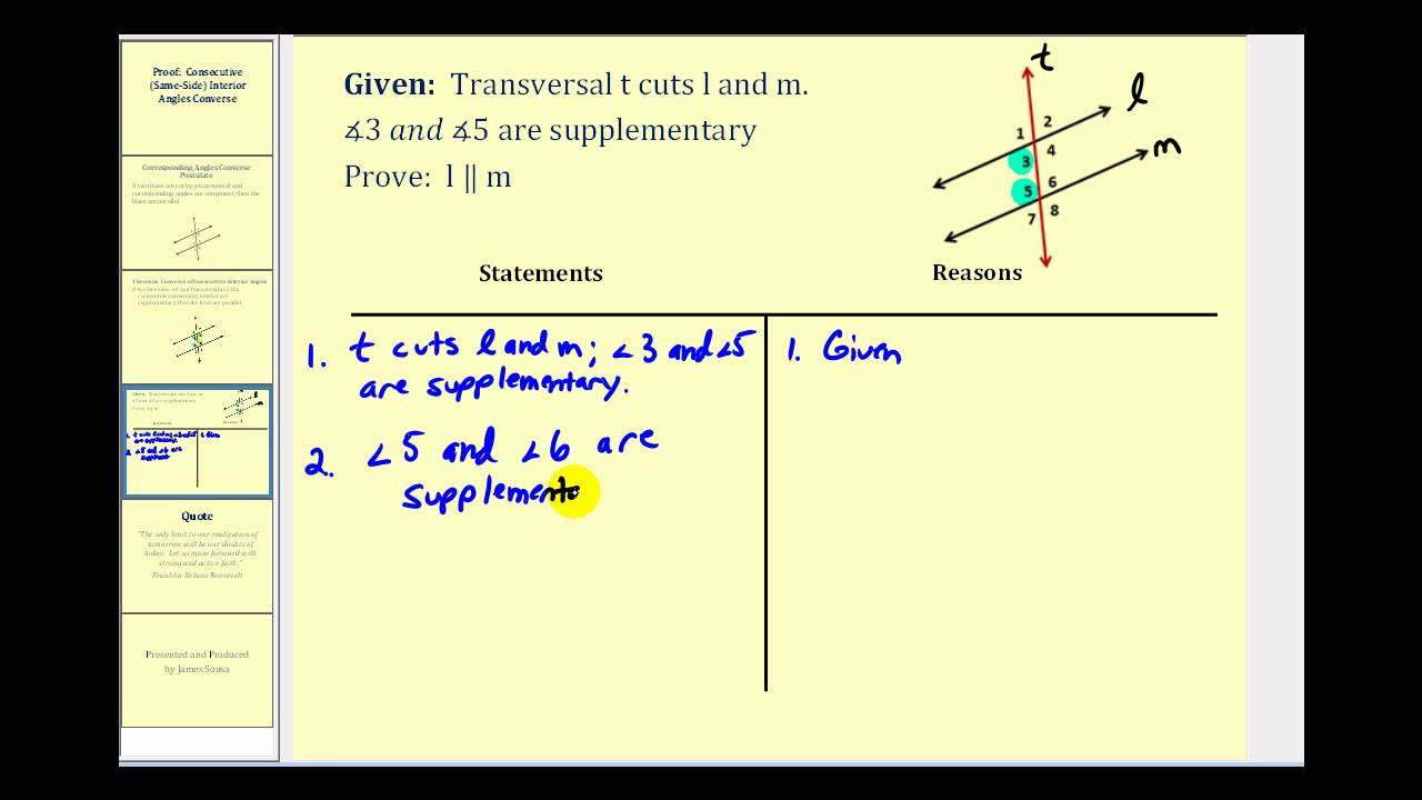 Proof Consecutive Interior Angles Converse