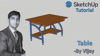 Sketchup Tutorial: How to make a table  || By Vijay #sketchup #cad #3d #3dmodeling