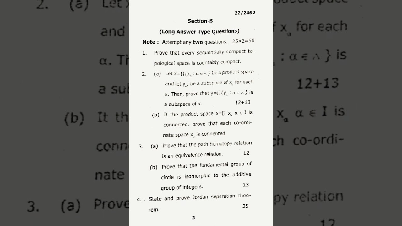 M.Sc. (Mathematics), Sem.- 3rd, (Topology), MGKVP.