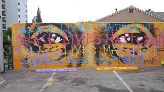 Kobe Bryant Mural Street Art Eyes Black Lives Matter Los Angeles California USA 6-18-2020 Lakers