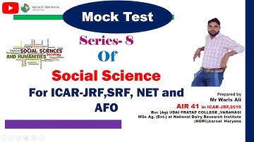 Series- 8 for social Science  ICAR-JRF,SRF, NET and AFO