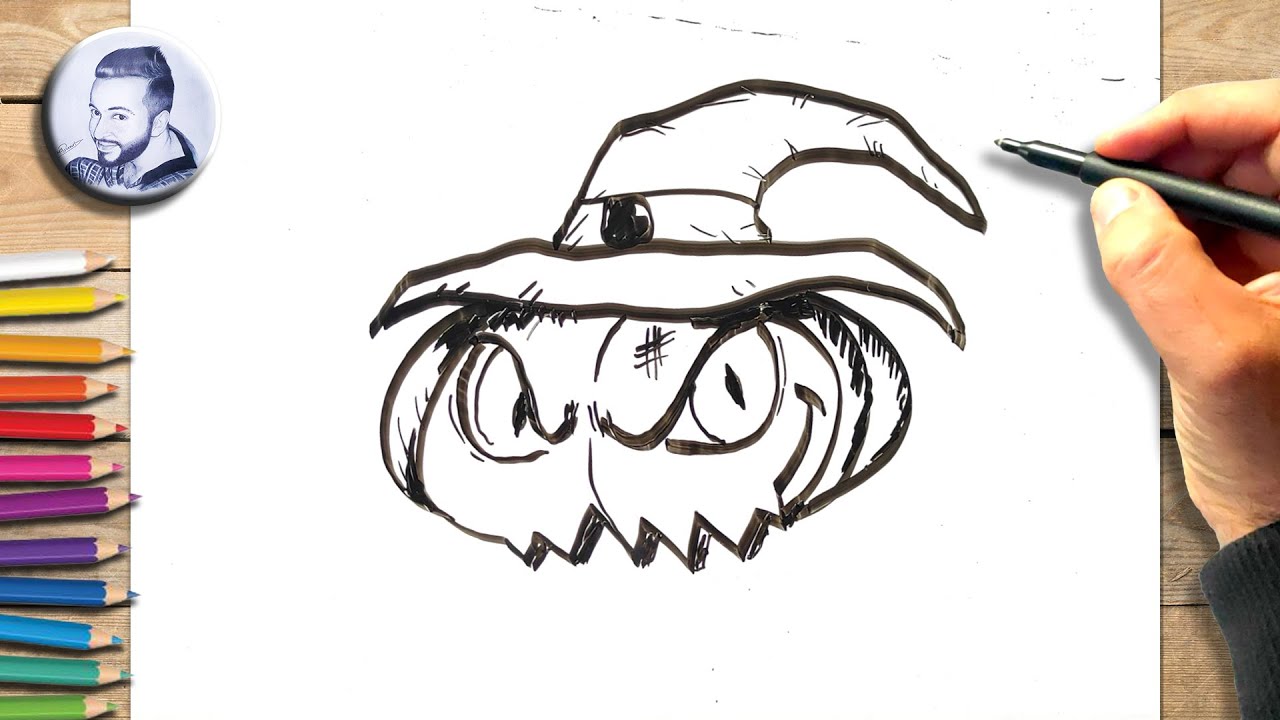 Comment dessiner une citrouille d'halloween qui fait peur - YouTube