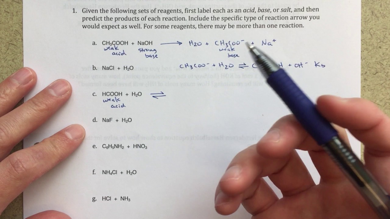 Predicting Products Of Acid Base Reactions Youtube