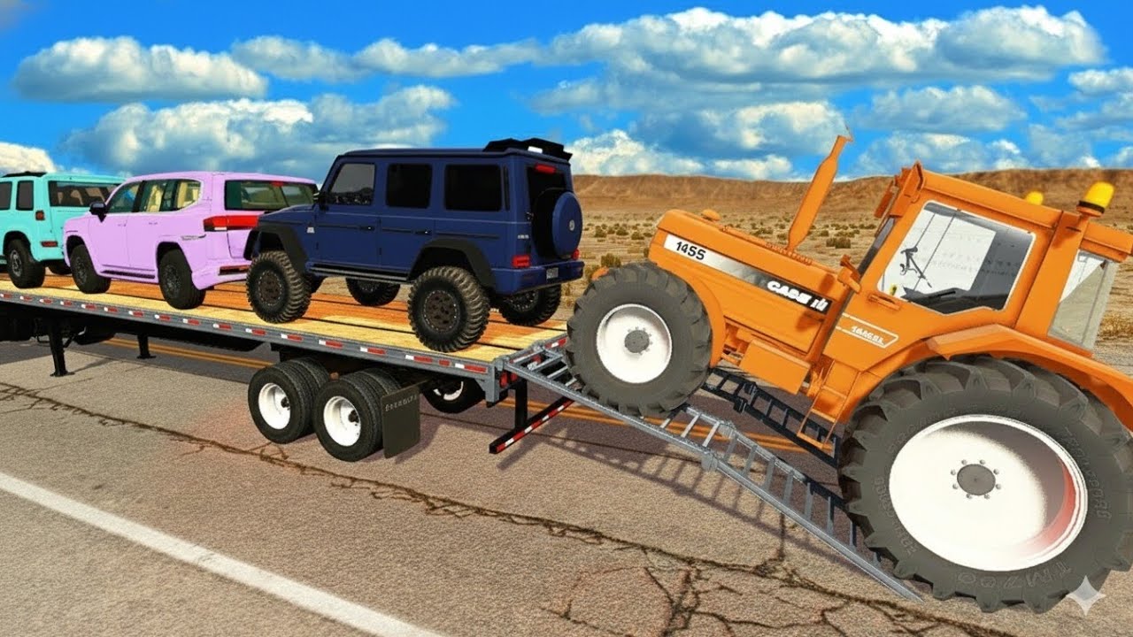 Flatbed Truck Mcqueen | Transportation with Truck - Pothole vs Car #6 - BeamNG.Drive