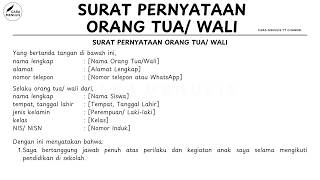 CARA MENULIS SURAT PERNYATAAN ORANG TUA/ WALI SISWA