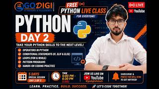 🔴 FREE Python Live Class | Day 2 | Python Programming for Beginners | Learn Python from Scratch |