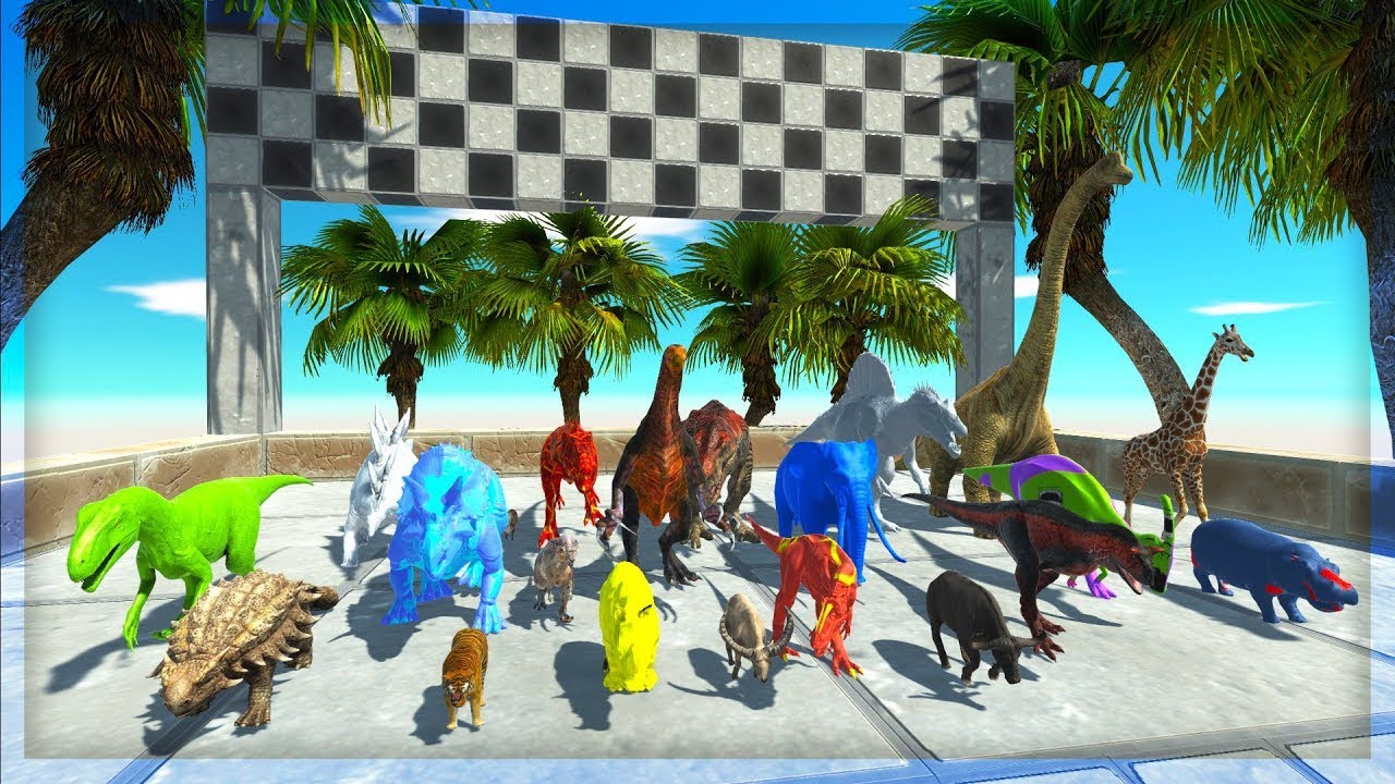 Dinosaurs Racing❗Mosasaurus,  T-Rex, Ankylosaurus, Triceratops - Animal Revolt Battle Simulator