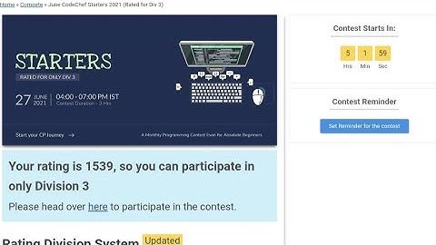 Are you Ready for STARTERS 27 June 2021 ? CodeChef