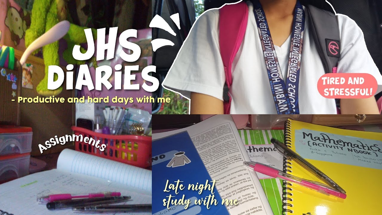Jhs diaries🏫Stressful and productive days: late night study with me ...