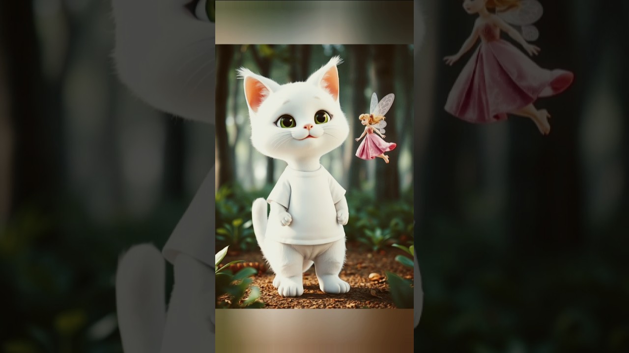 Cute kitten feed by fairy 