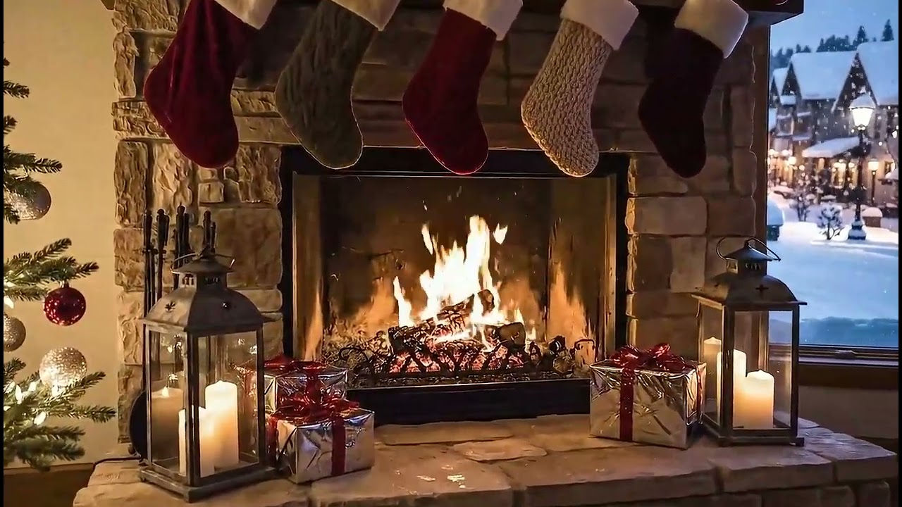 Peaceful Christmas Music for Relaxation – Cozy Winter Ambience, Fireplace & Snow Sounds