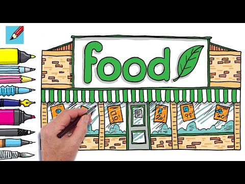 How to Draw a Grocery Food Store Real Easy