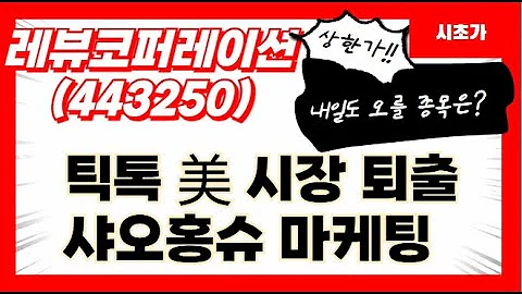 [공략예정] 레뷰코퍼레이션(443250) 틱톡 美 시장 퇴출 수순 샤오홍슈 마케팅 전개