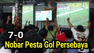 Pesta gol 7-0 Persebaya vs Semen Padang FC nobar di warkop