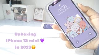 iPhone 12 mini 💜 unboxing(Purple, 256 gb) & accessories in 2023 [BORA💟]  #iphone12mini    #iphone