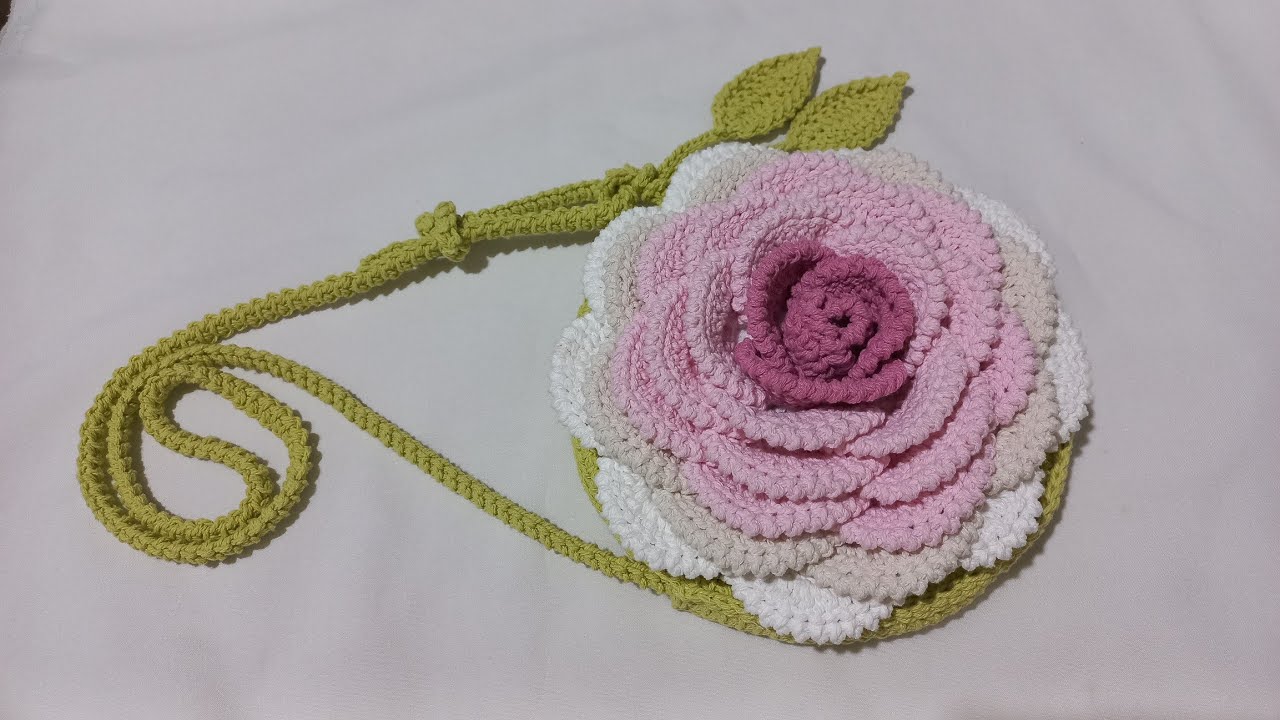 สอนถักกระเป๋าดอกกุหลาบใส่มือถือ Ep.1