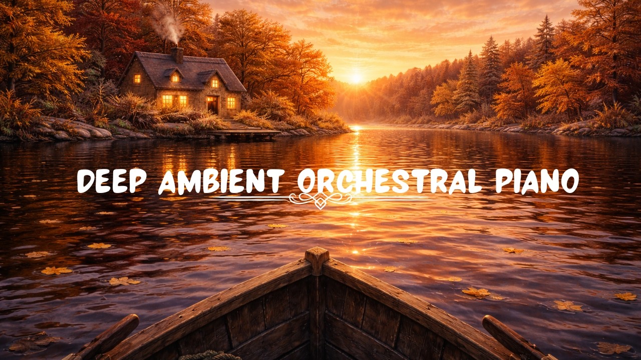 Autumn Lake Journey | Peaceful Boat Ride Through Golden Fall Landscapes with Piano Music for Study