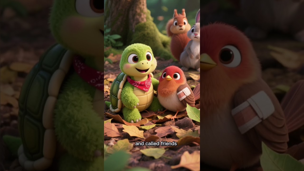 A little turtle and little bird 