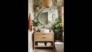 🌿 Boho-Chic Natural Bathroom | Serene & Cozy Interior Design Inspiration 🛁#shortsvideo #home #foryou
