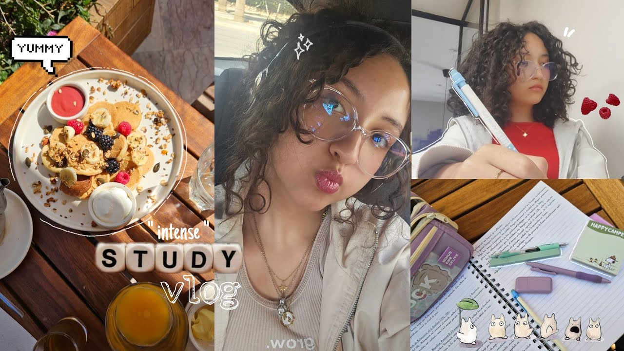 INTENSE STUDY VLOG 🗒🍒☁️: studying at a coffee shop, in class, at home....