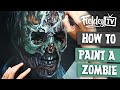 How to paint a realistic gross zombie with acrylic paint