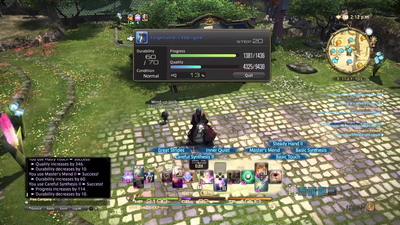 Ffxiv Crafting my first 1436 Difficulty Chest Piece. YouTube