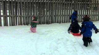 Josiah trying to ride sled.MOV