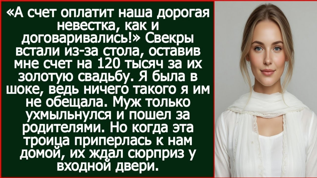 А счет оплатит наша дорогая невестка, как и договаривались! Свекры встали из-за стола.