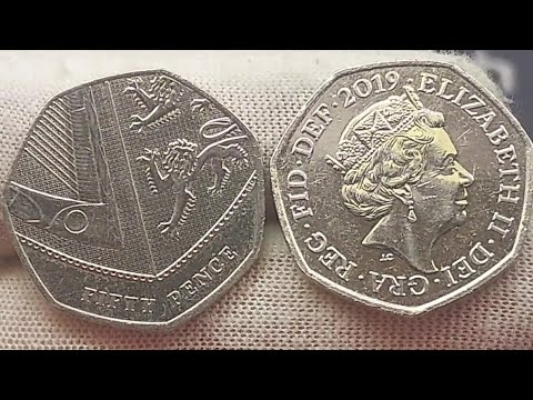 UK 2019 Shield 50p 50 pence coin VALUE - Queen Elizabeth II DEI GRA REG FID DEF