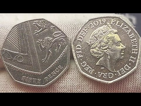 UK 2019 Shield 50p 50 Pence Coin VALUE - Queen Elizabeth II DEI GRA REG FID DEF