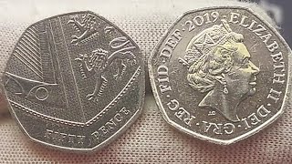 UK 2019 Shield 50p 50 pence coin VALUE - Queen Elizabeth II DEI GRA REG FID DEF