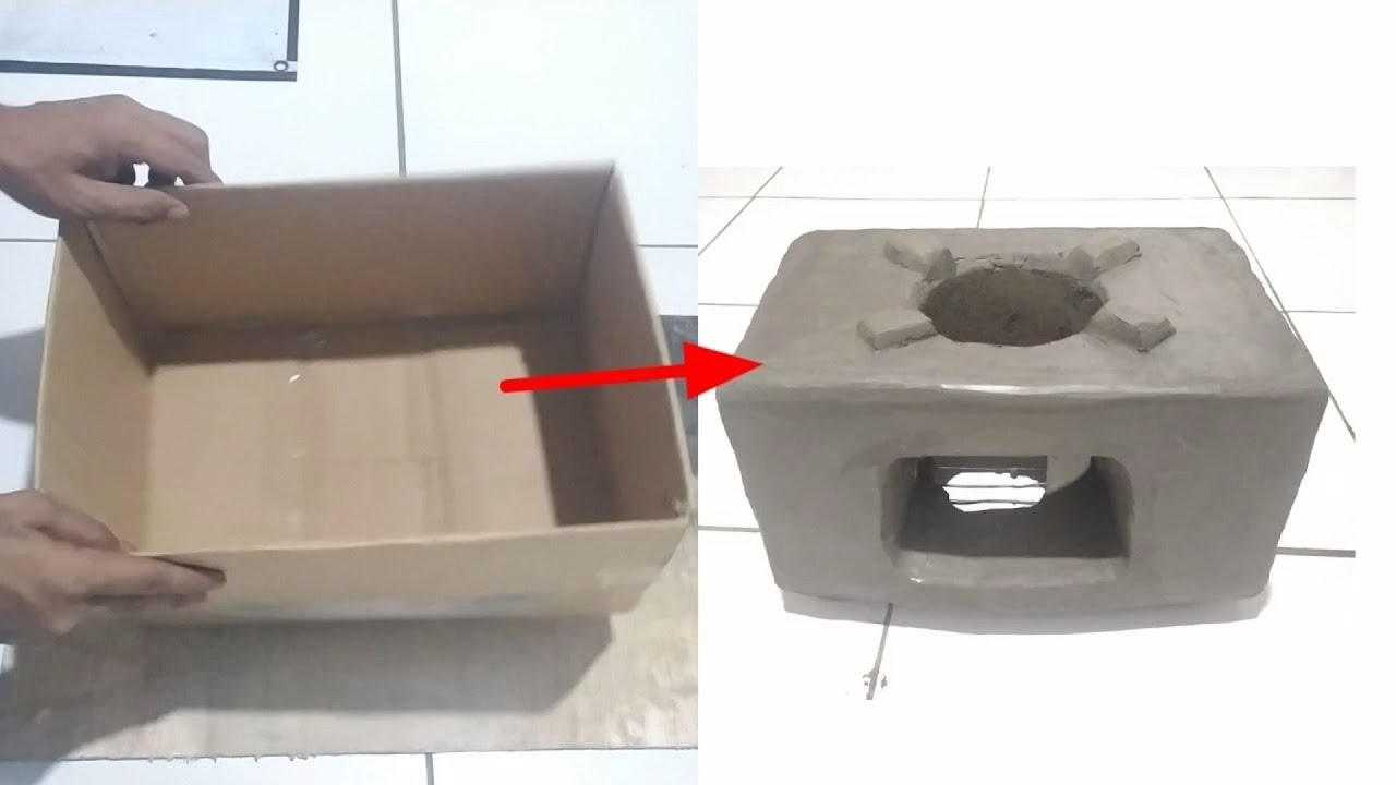 из картона получается красивая печь на дровах