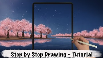 Sakura Forest Cherry Blossoms iPad Procreate Drawing - Step by Step Drawing Tutorial