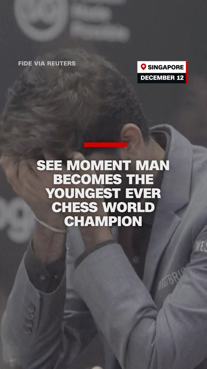 See moment man becomes the youngest ever chess world champion