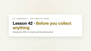 Lesson 42 · Before you collect anything — LeanProjax: The Complete Guide
