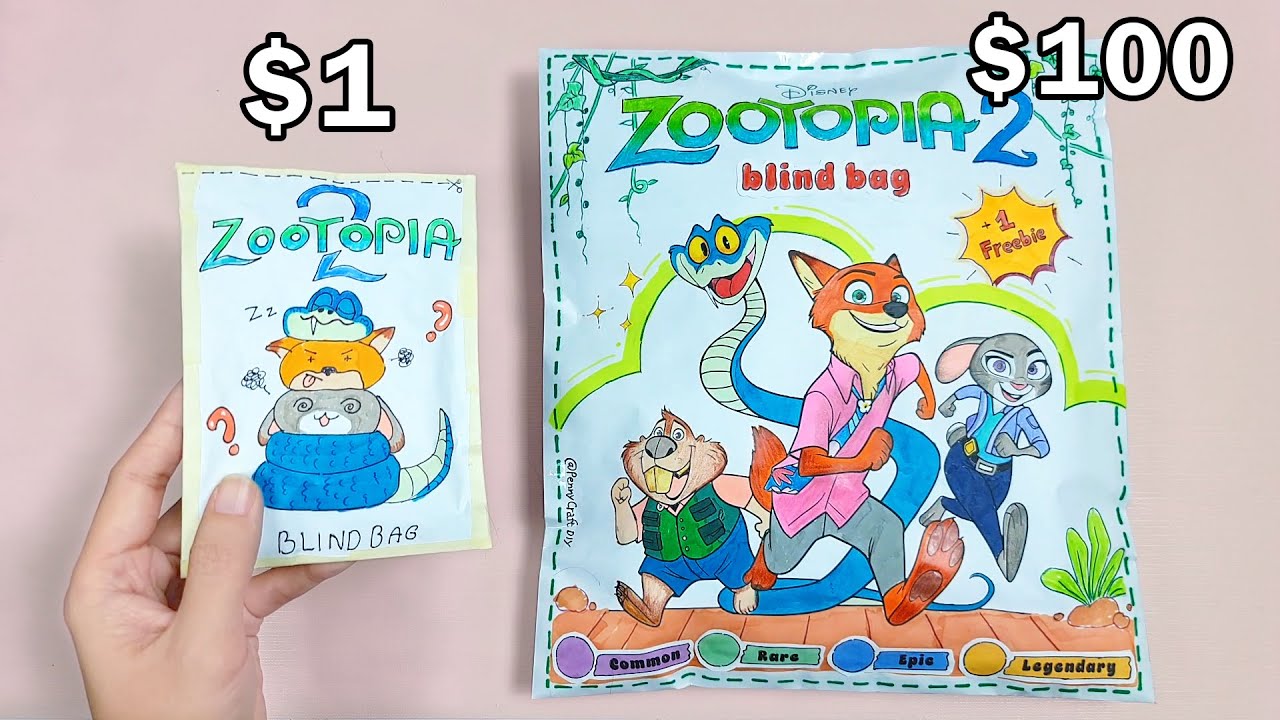 💸paper diy💸 $1 vs $100 ZOOTOPIAA 2 Blind Bag Unboxing 😱 | ASMR
