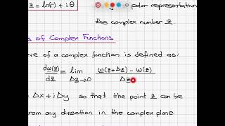 Derivatives of Complex Functions 