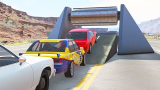 Cars vs Spinning Roller / BeamNG Drive