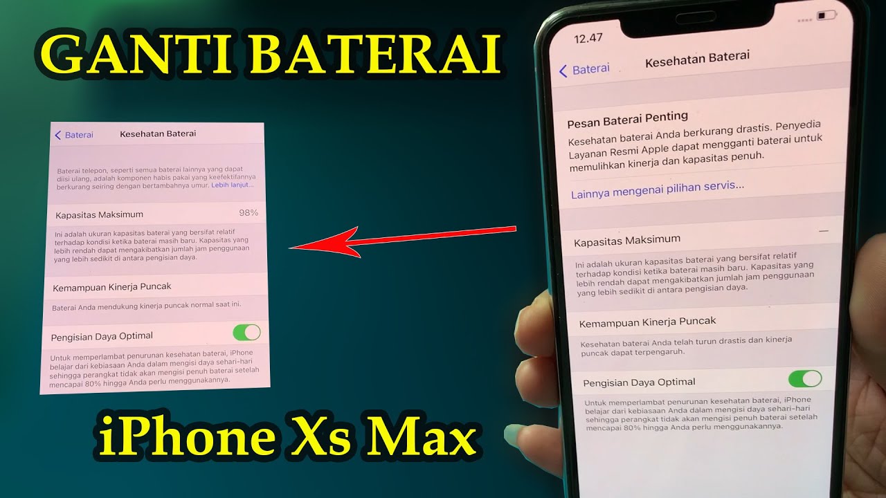 Gambar mengganti baterai iPhone XS Max