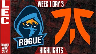 RGE vs FNC Highlights | LEC Summer 2021 W1D3 | Rogue vs Fnatic